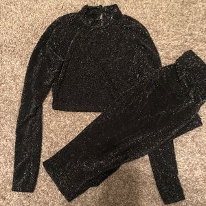 Black Crop top w/ flared trousers